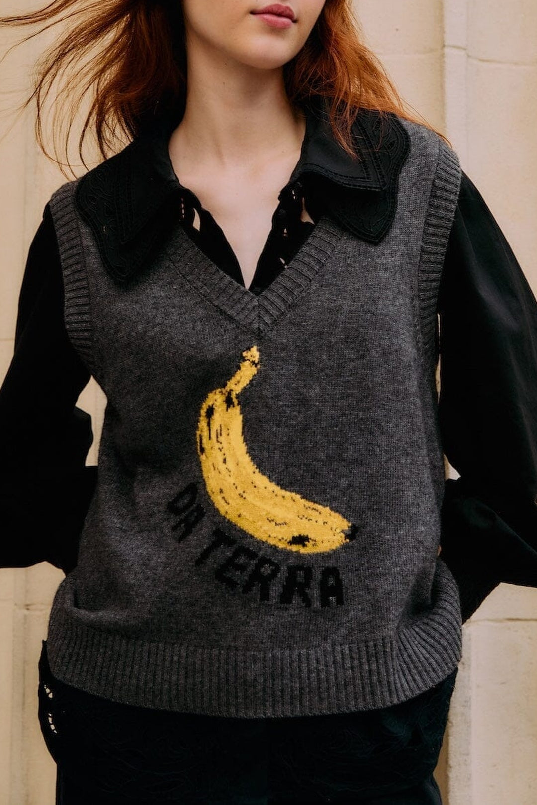 Pull sans manches Banana en laine - Gris