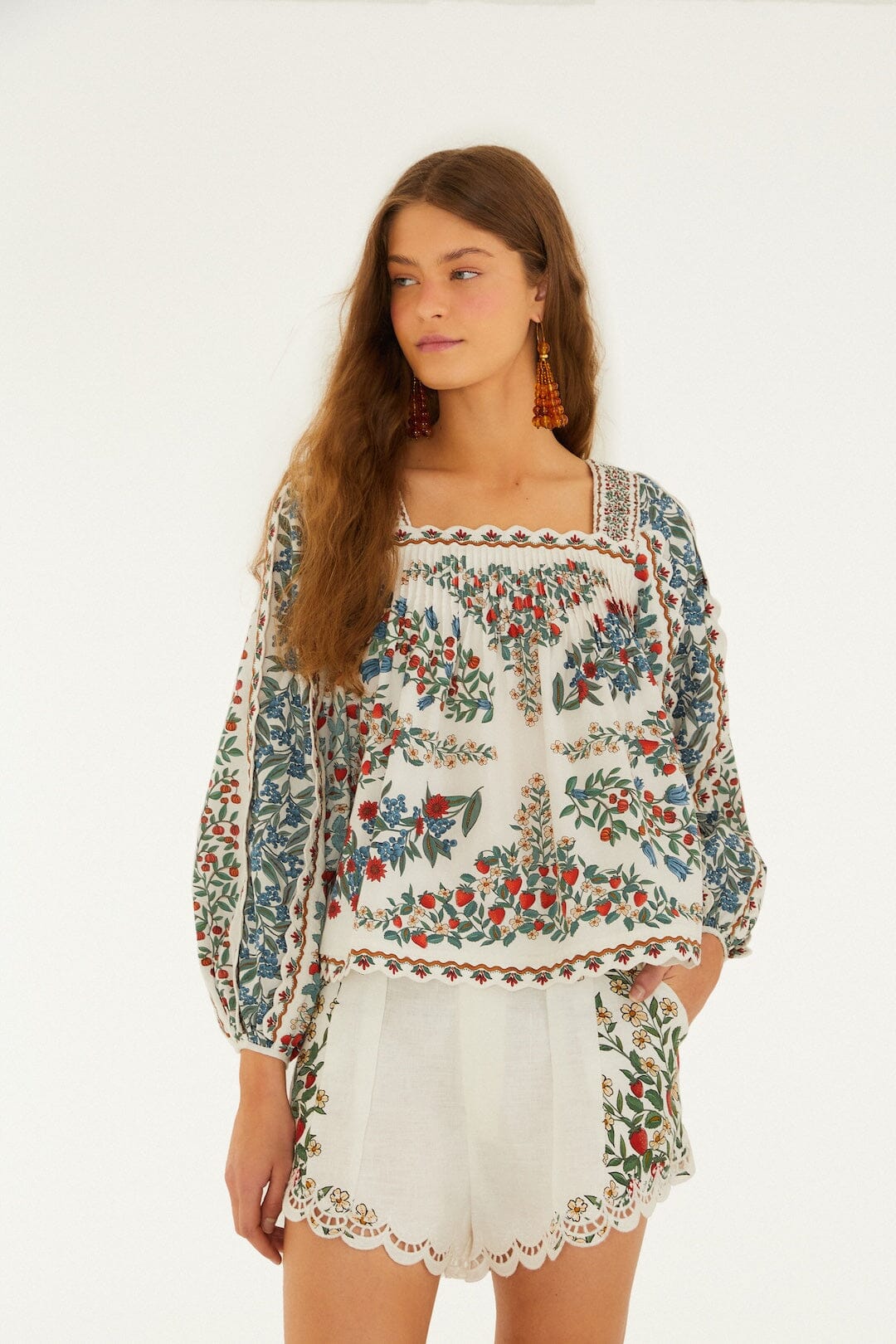 Fruit Scarf Off White Blouse - Fruit Scarf Off White