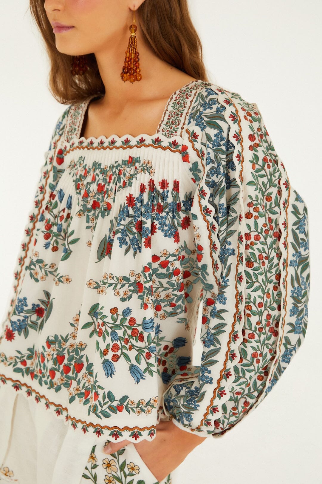Fruit Scarf Off White Blouse - Fruit Scarf Off White