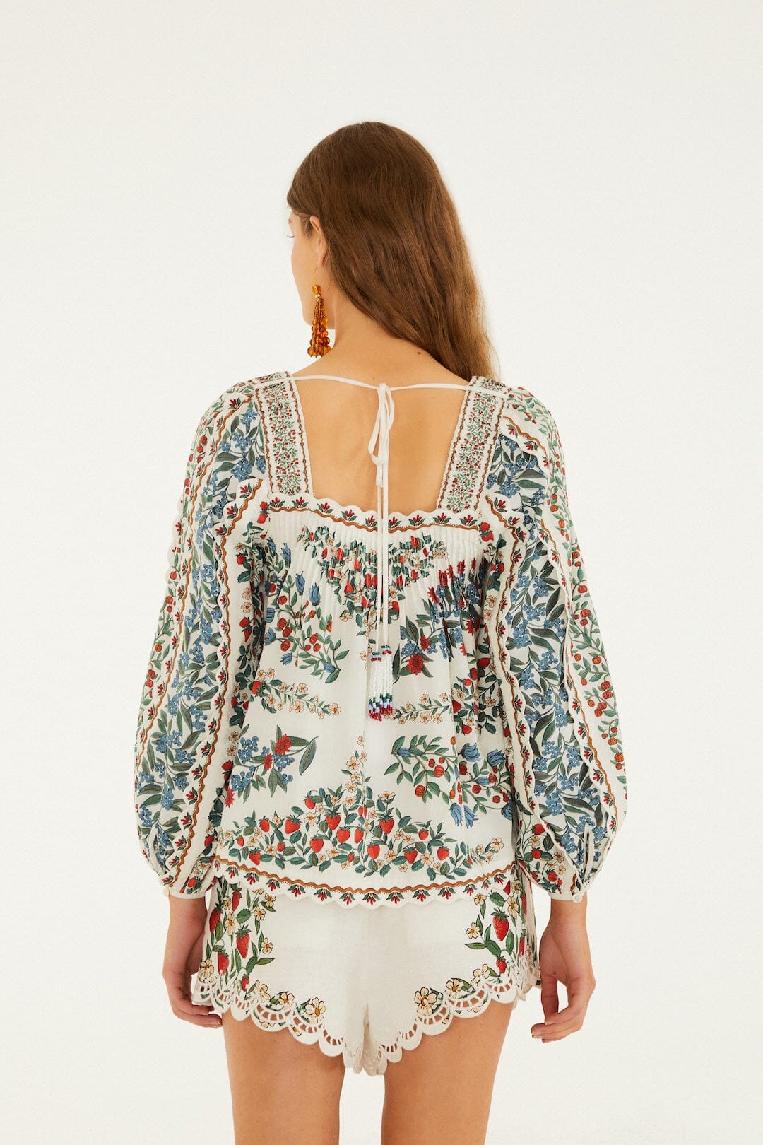 Fruit Scarf Off White Blouse - Fruit Scarf Off White