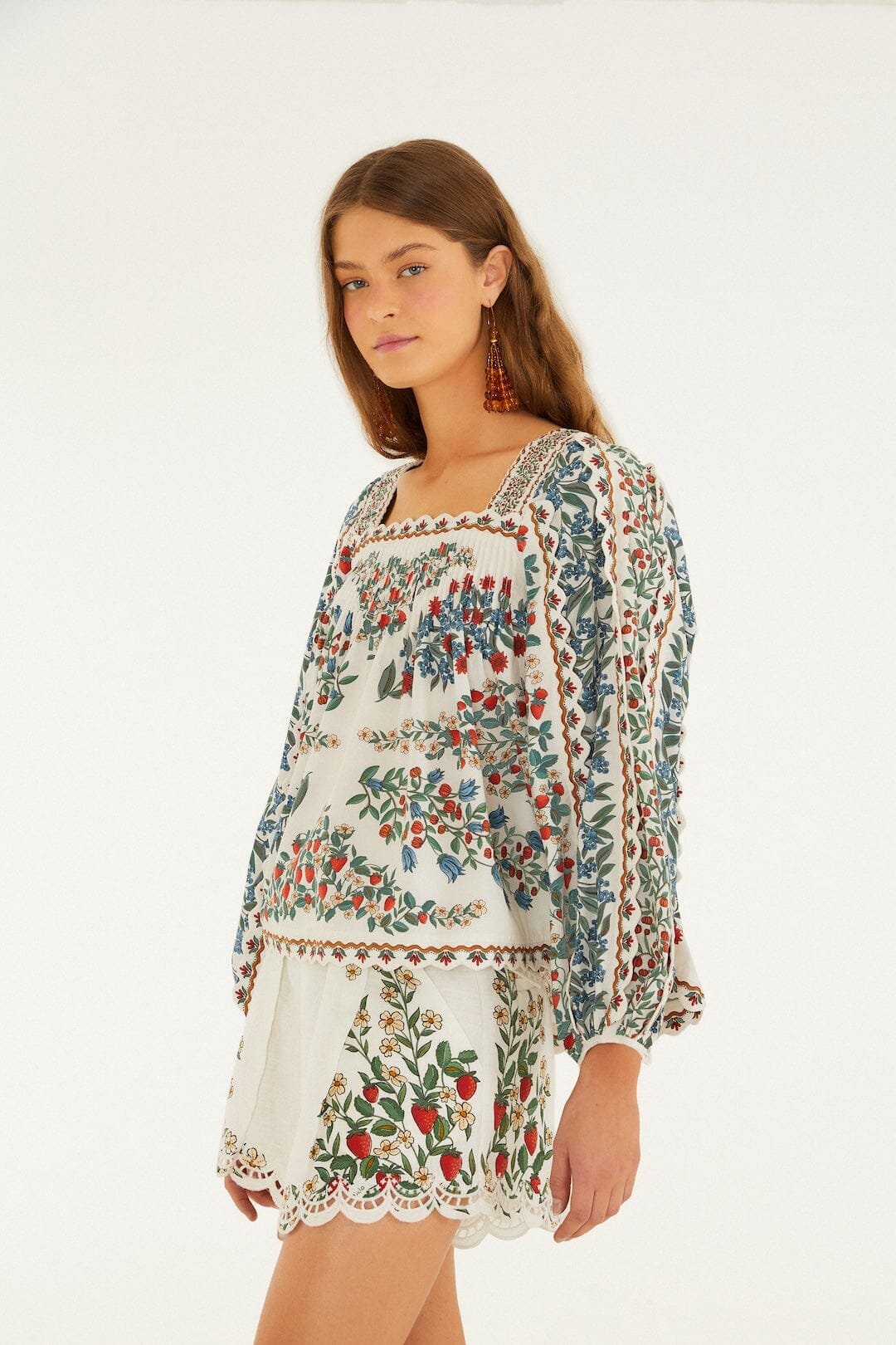 Fruit Scarf Off White Blouse - Fruit Scarf Off White