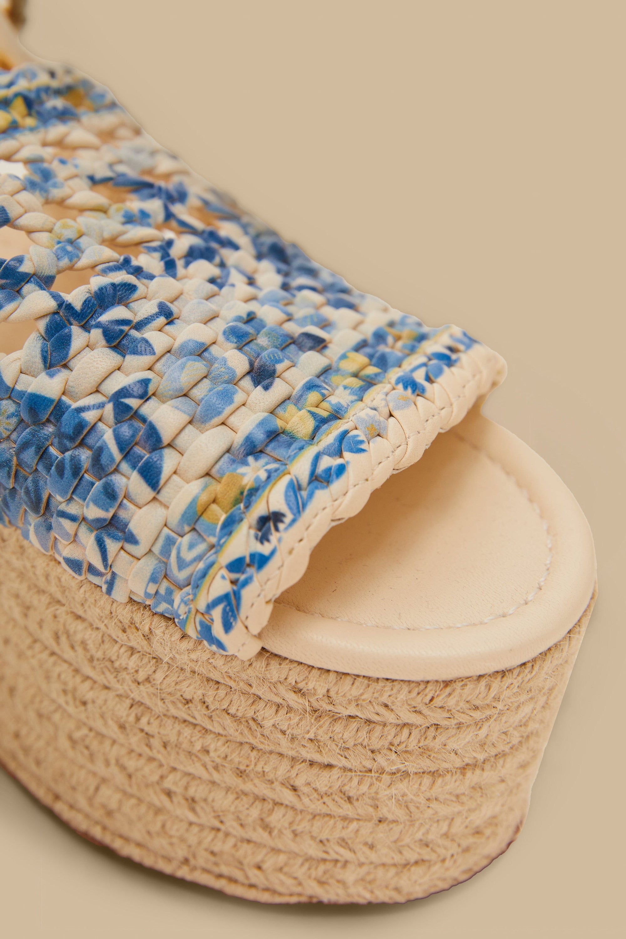 Sandales plates à tissu tressé en cuir - Bleu