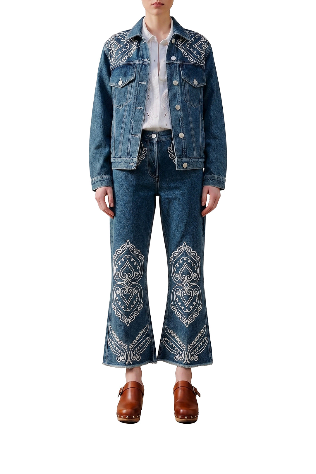 Veste brodéeen denim - Bleu