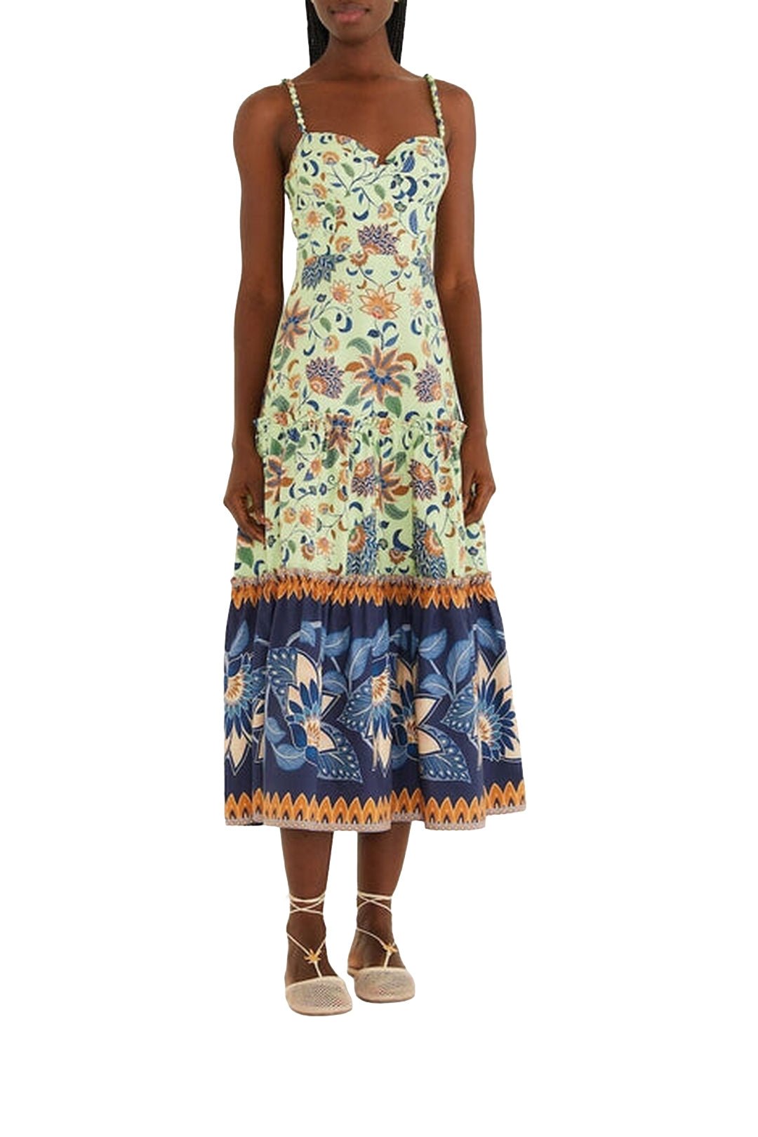 Robe midi Floral Delhi en lin - Vert