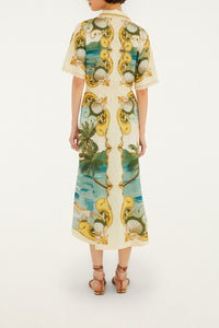 Robe midi Royal Sea en lin - Multicolore