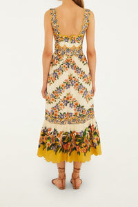 Robe midi rayée Hilo Stripes en lin - Beige