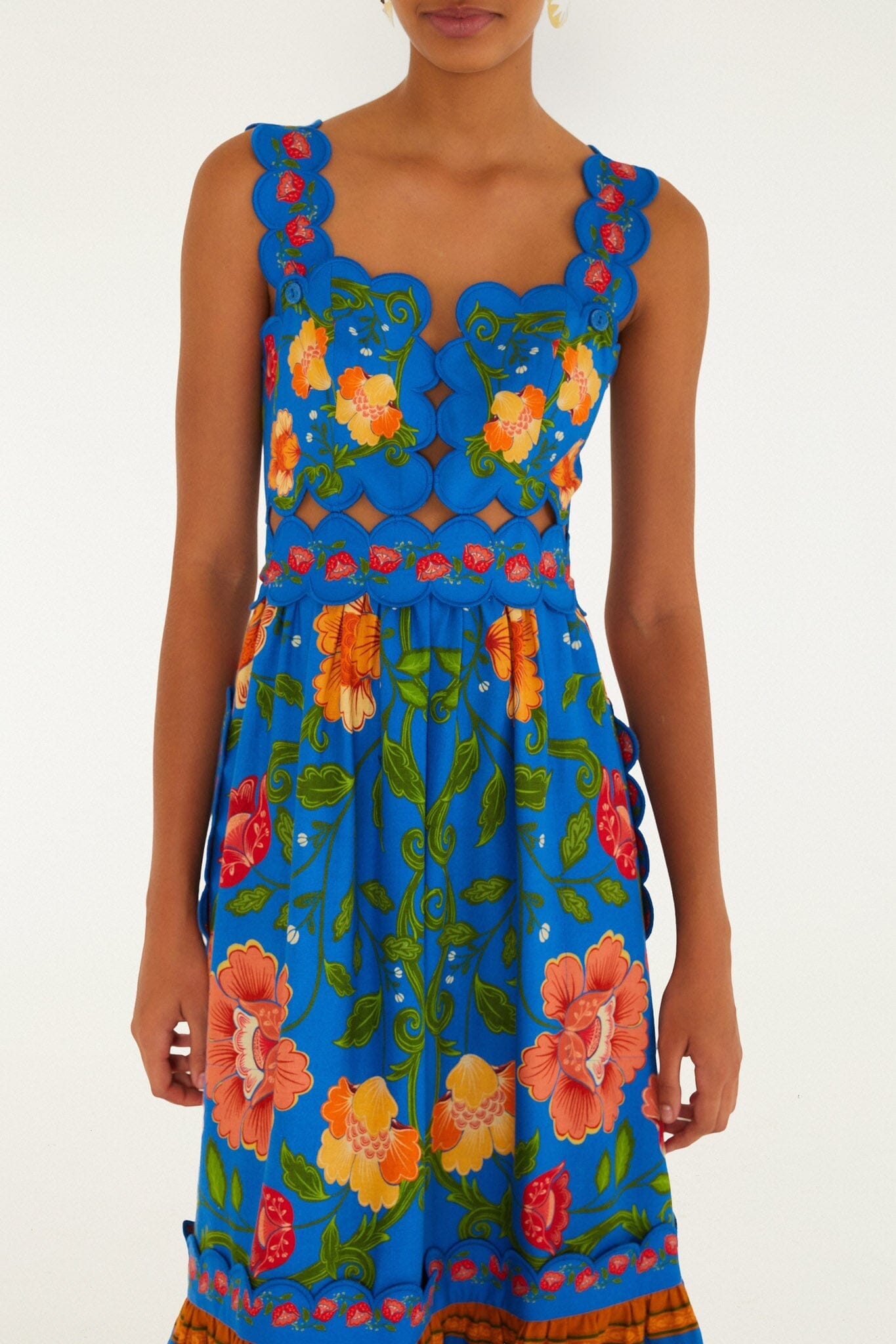 BADVIEW_NEW_Rococo Flowers Blue Robe midi - Rococo Flowers Blue
