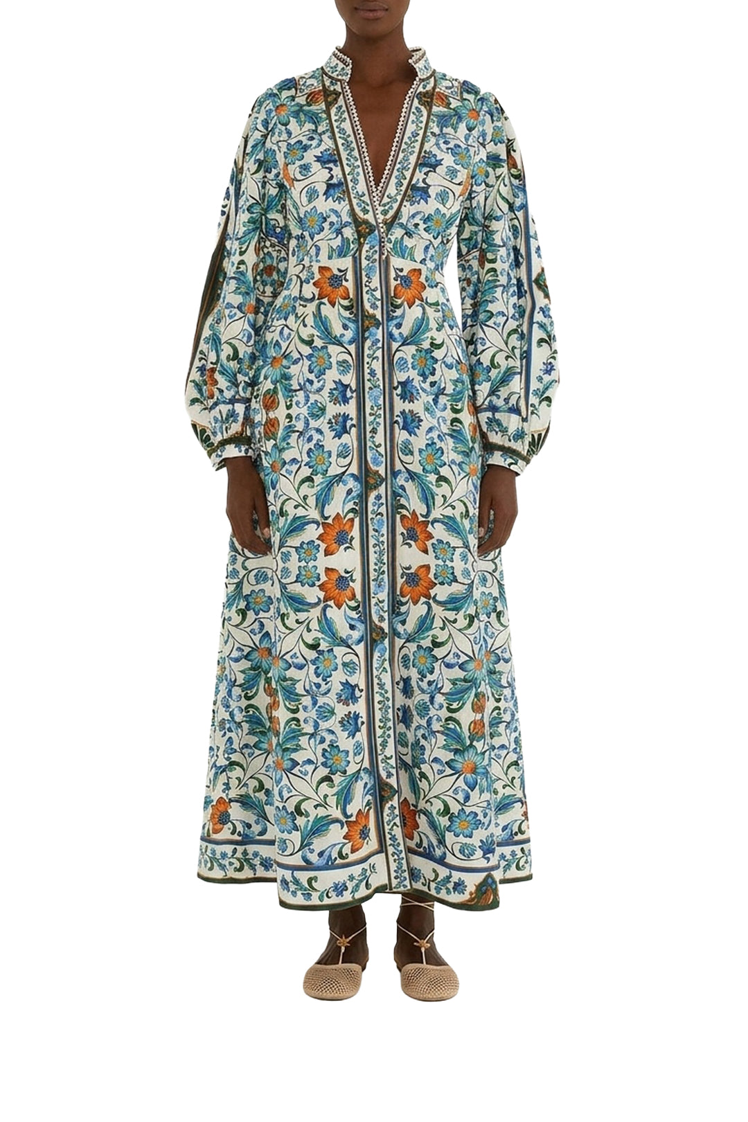Robe longue Flora Tile - Blanc