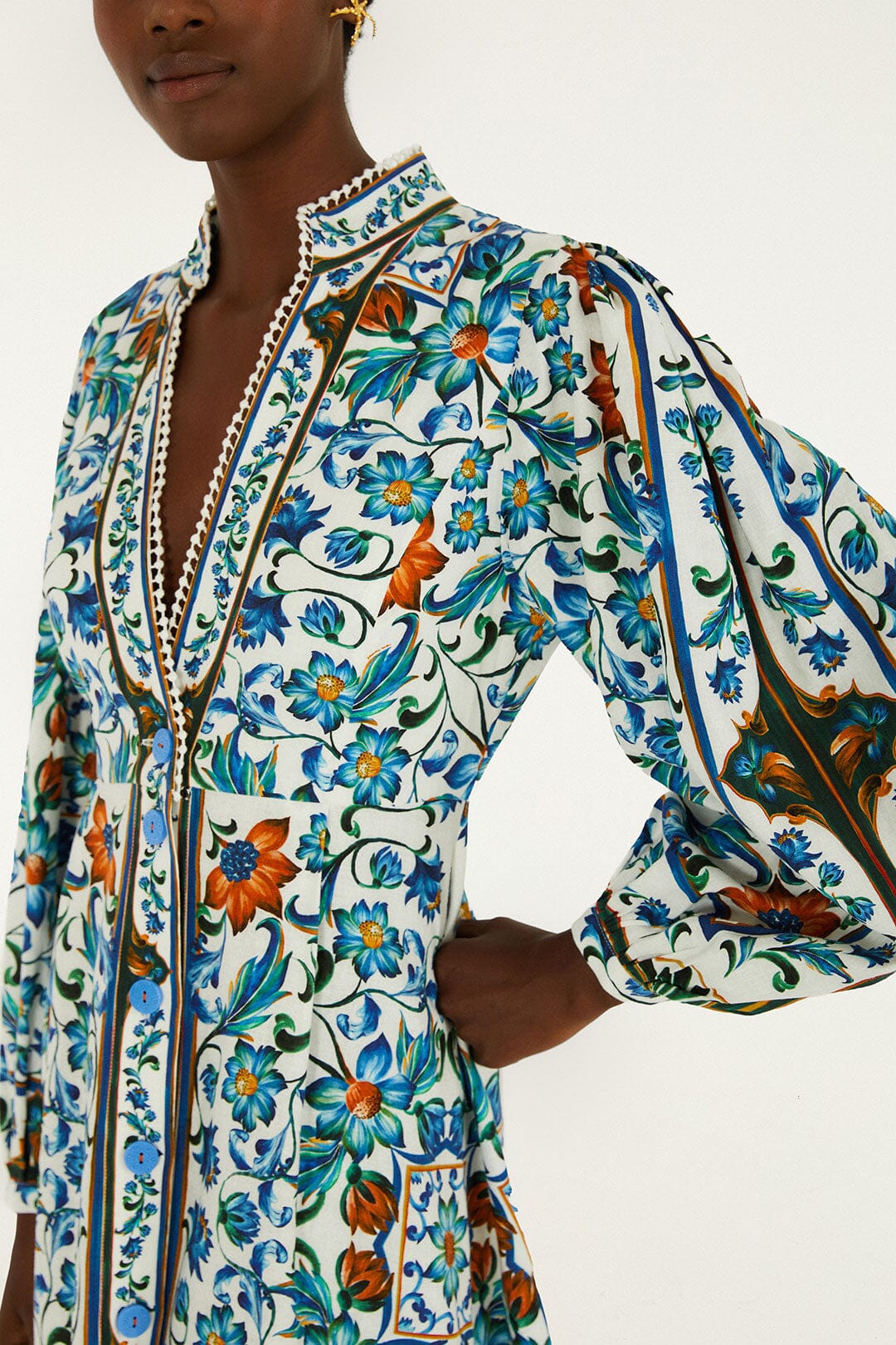 Flora Tile Off White Robe longue - Flora Tile Off White