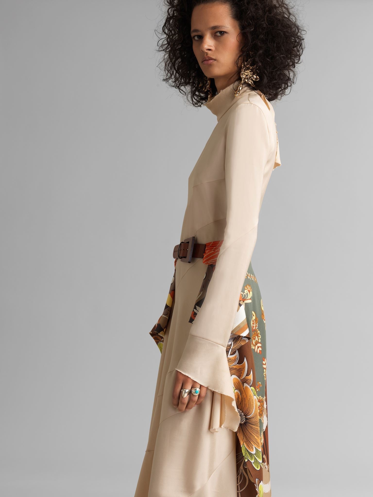 Jupe ceinture en soie - Multicolor Orange