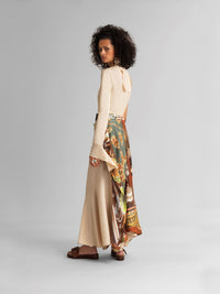 Jupe ceinture en soie - Multicolor Orange