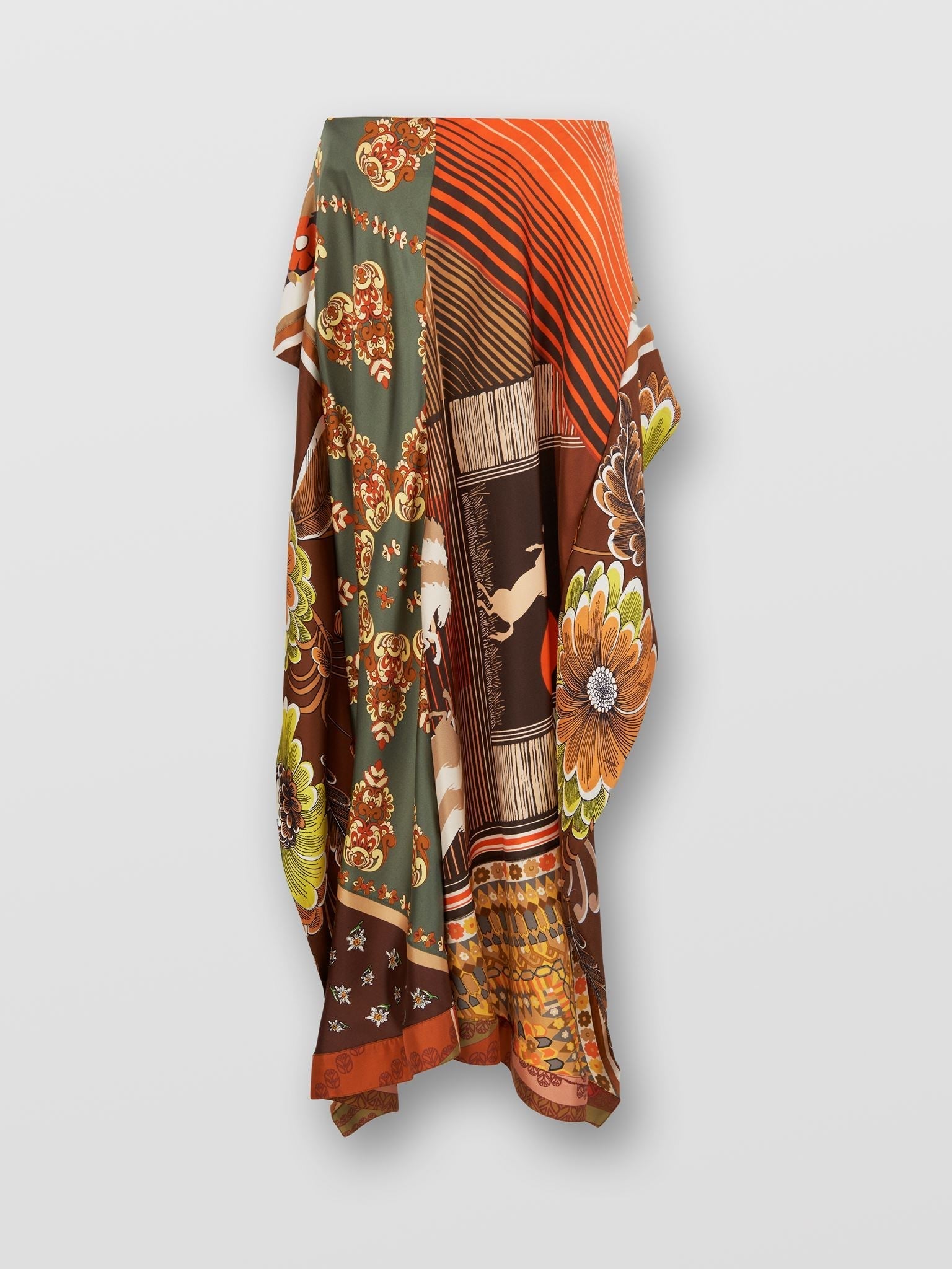 Jupe ceinture en soie - Multicolor Orange