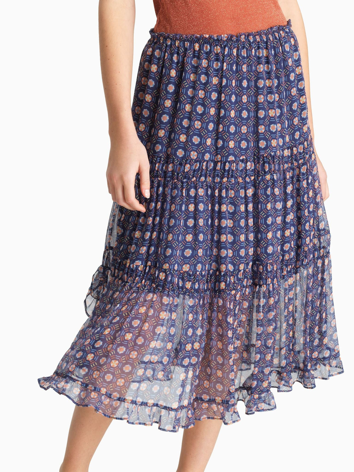 BASEPLUS_Multicolor Blue SKIRT - Multicolor Blue