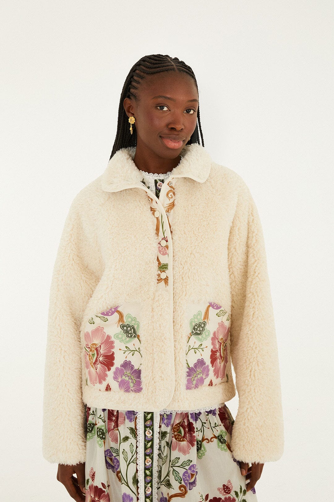 Rococo Flowers Cream Bomber - Rococo Flowers Cream