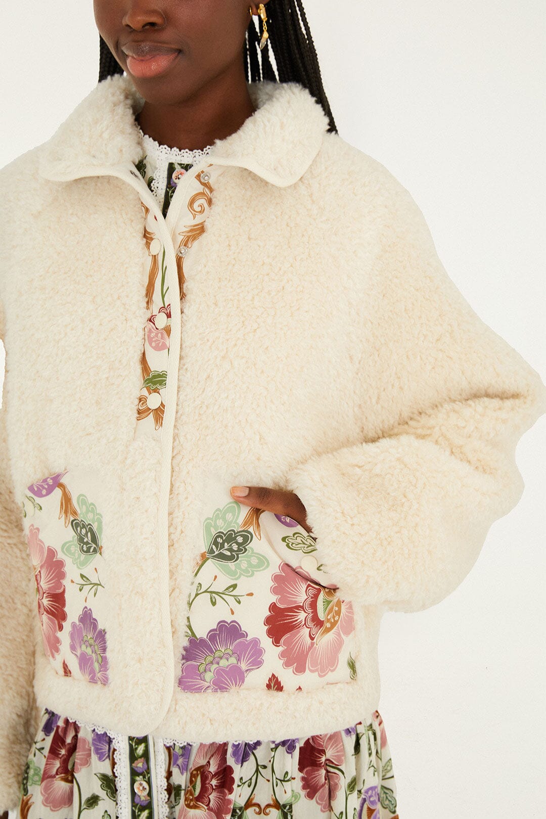Rococo Flowers Cream Bomber - Rococo Flowers Cream