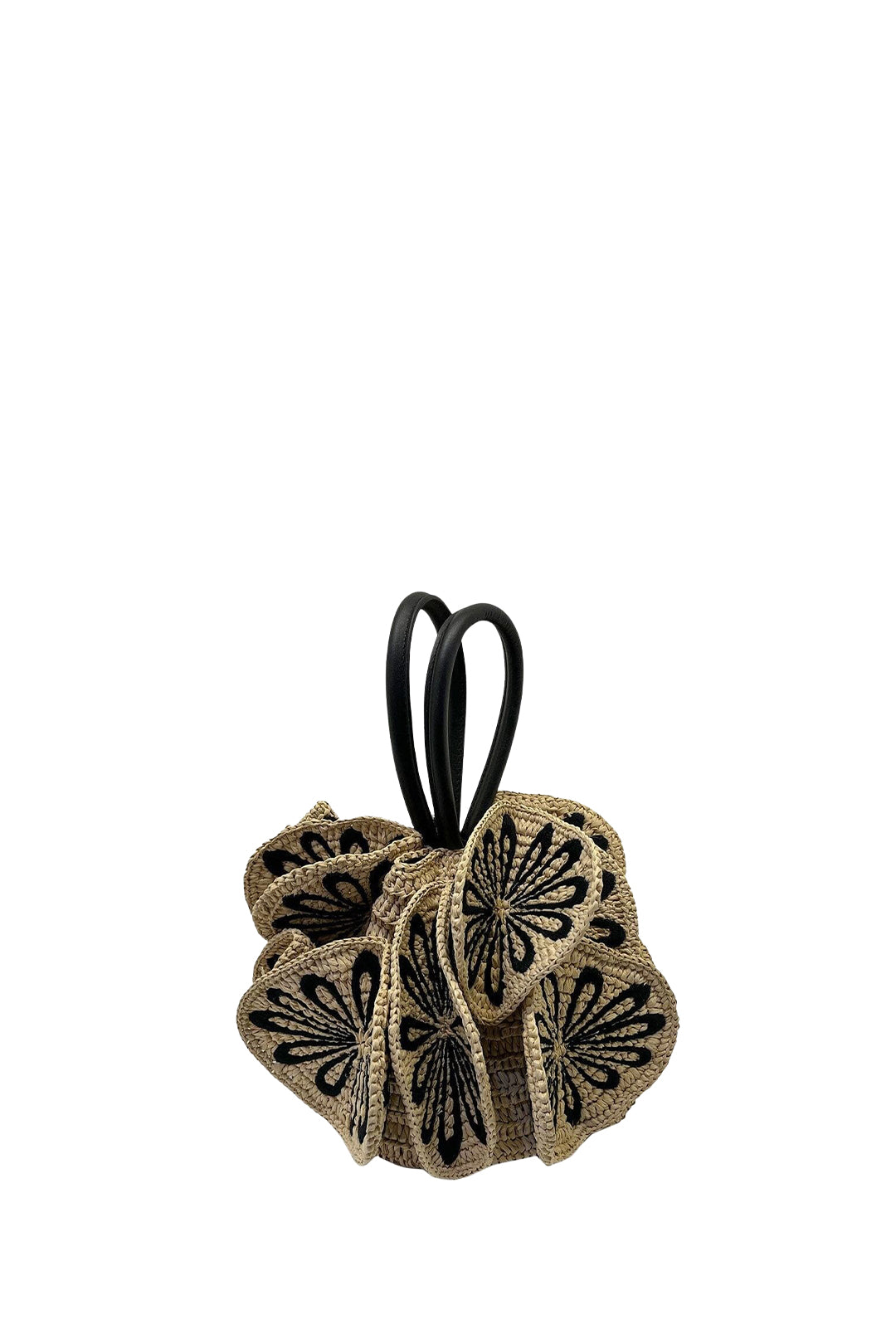 Sac Flower en raphia - Noir