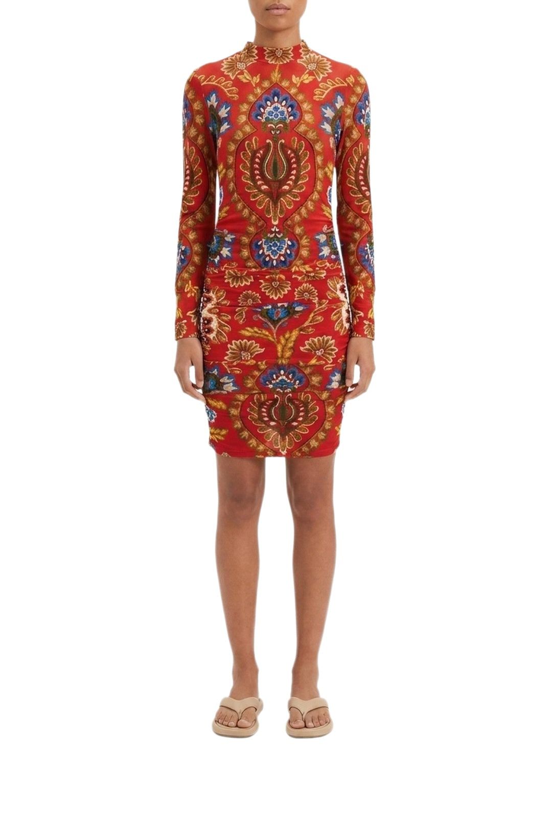 Robe courte Folk Tapestry - Rouge