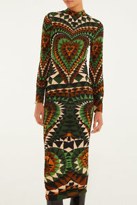 Robe midi Heart Deco - Vert