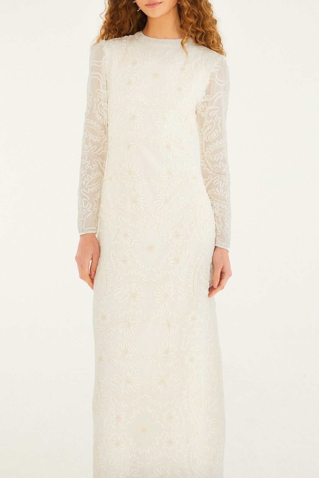 Robe longue brodée - Blanc