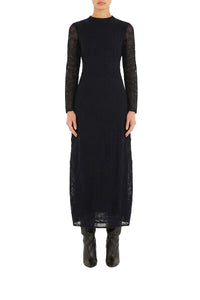 Robe midi brodée - Noir
