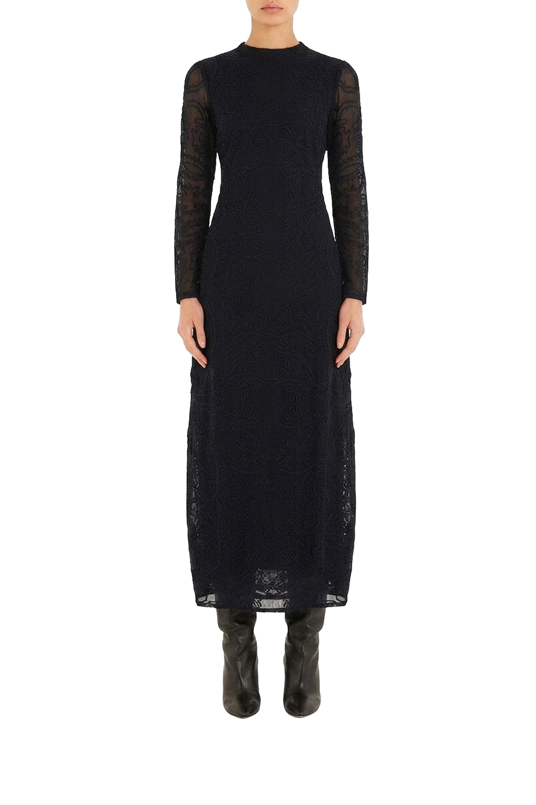 Robe midi brodée - Noir