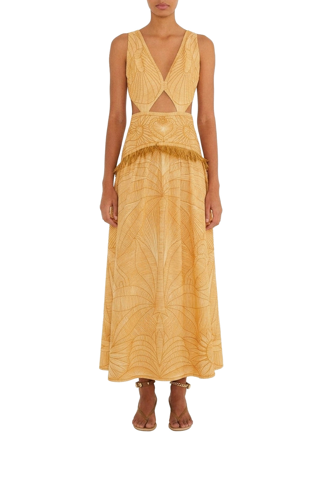 Robe midi Usiacuri en lin - Camel