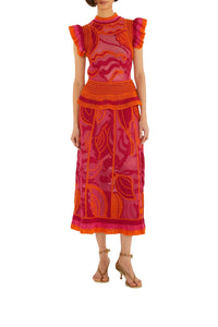Jupe midi en crochet - Rose