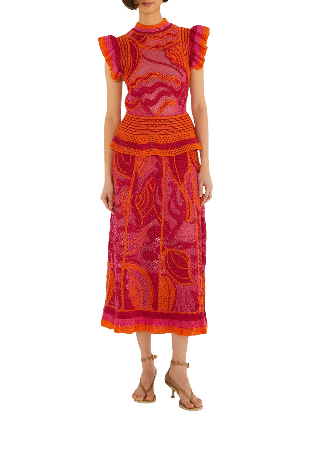 Jupe midi en crochet - Rose