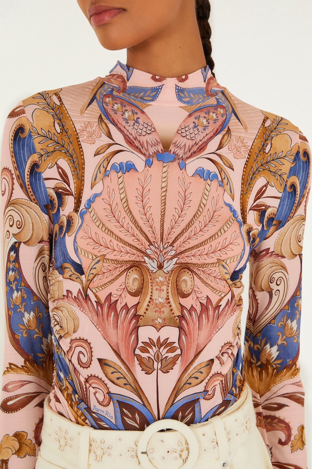 DIFFUSELY_Sea Garden Scarf Soft Pink Blouse - Sea Garden Scarf Soft Pink