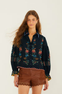 Stitched Garden Navy Blue Blouse - Stitched Garden Navy Blue