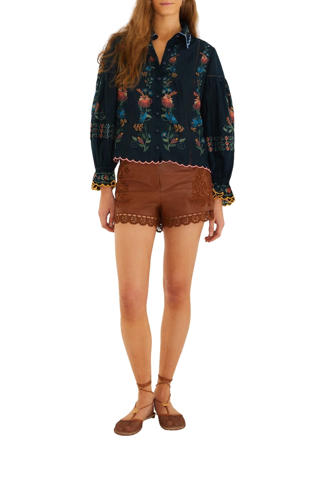 DIFFUSELY_Stitched Garden Navy Blue Blouse - Stitched Garden Navy Blue
