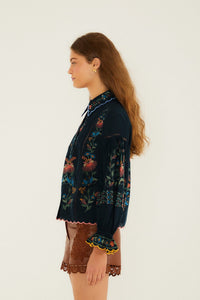 Stitched Garden Navy Blue Blouse - Stitched Garden Navy Blue