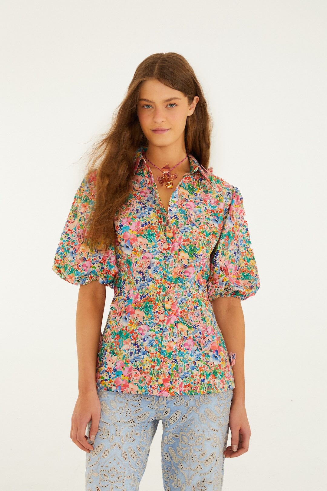 Peasant Floral Off White Blouse - Peasant Floral Off White