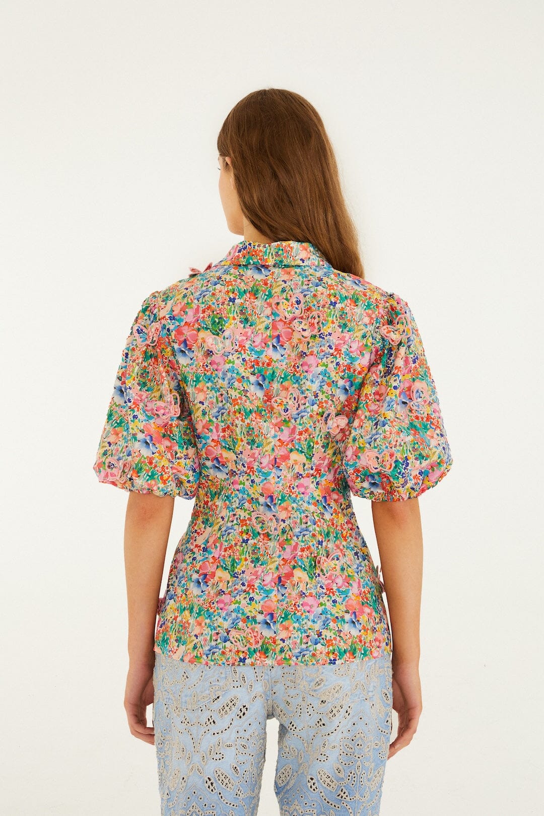 Peasant Floral Off White Blouse - Peasant Floral Off White