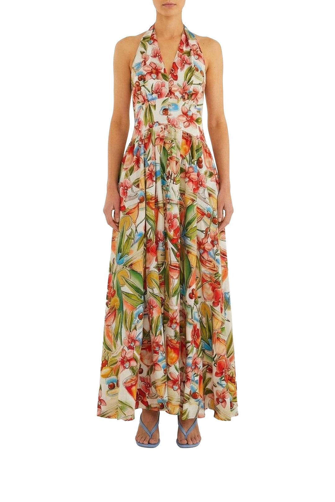 Robe longue imprimée - Blanc