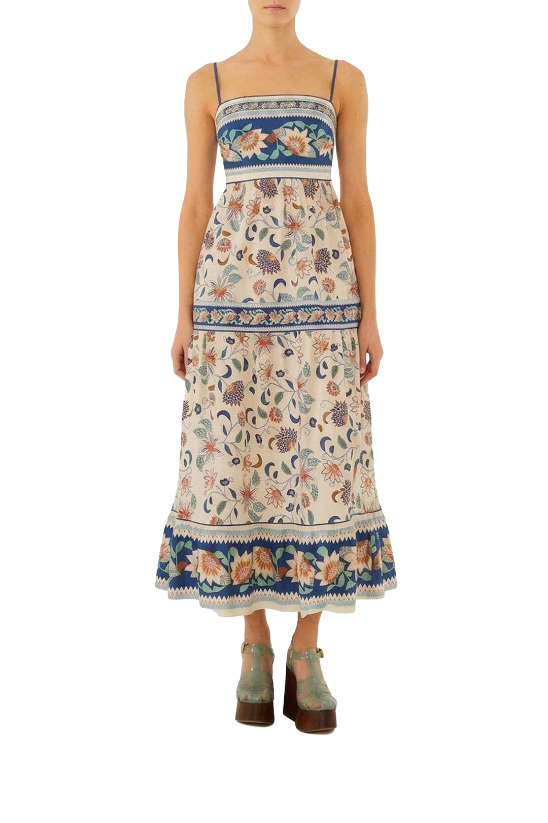 Robe midi Floral Delhi en lin - Rose
