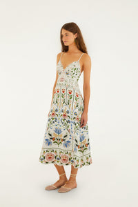 Stitched Garden Off White Robe midi - Stitched Garden Off White