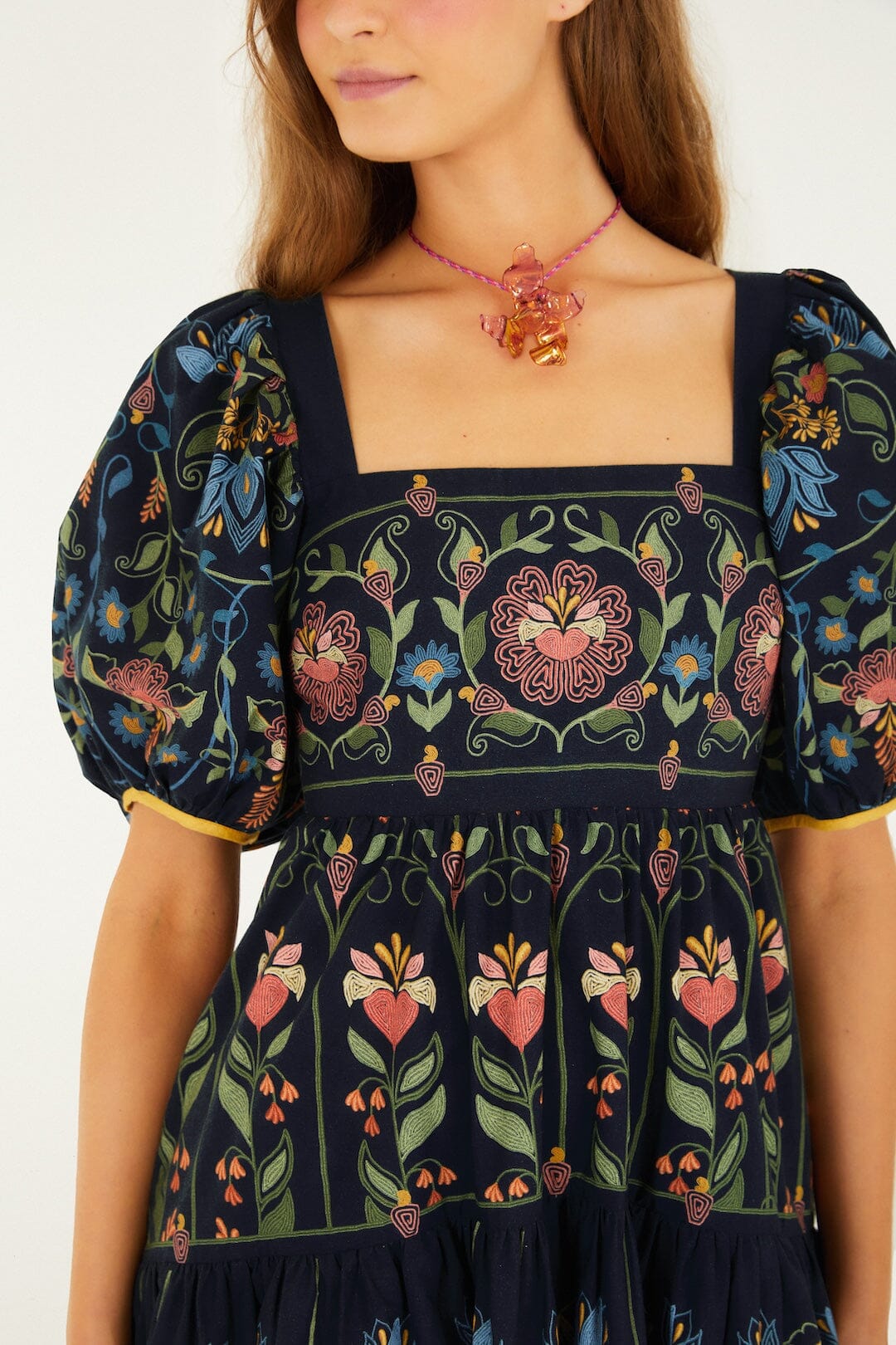 Stitched Garden Navy Blue Robe courte - Stitched Garden Navy Blue
