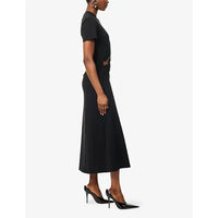 Black long piercing dress in cotton jersey