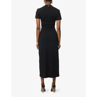 Black long piercing dress in cotton jersey