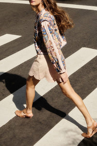 Jupe courte en coton - Rose