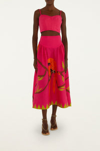 Long linen skirt - Pink