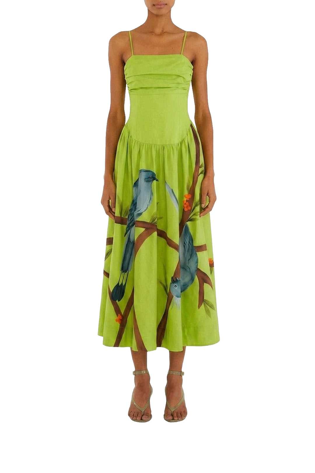 Robe midi à bretelles fines - Vert