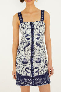 Robe courte Nina en lin - Blanc
