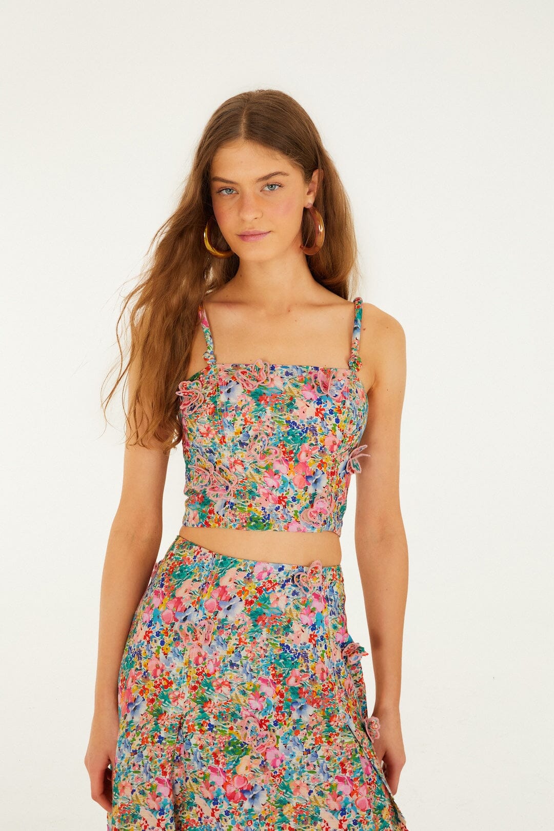 Peasant Floral Off White Top - Peasant Floral Off White