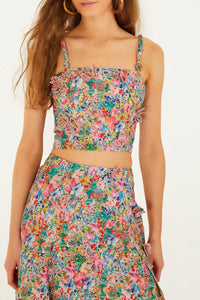 Floral Peasant Top - White