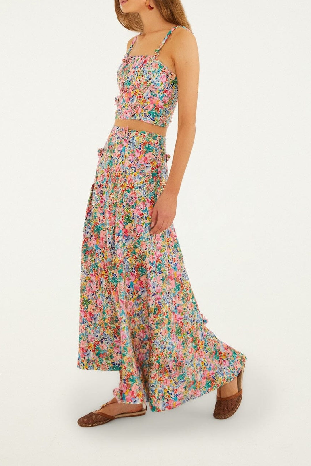 Floral Peasant Top - White