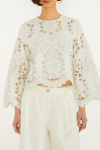 Blouse Flowers en coton - Blanc