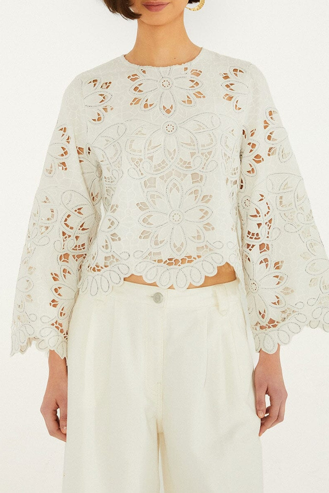 Blouse Flowers en coton - Blanc