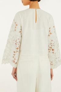Blouse Flowers en coton - Blanc